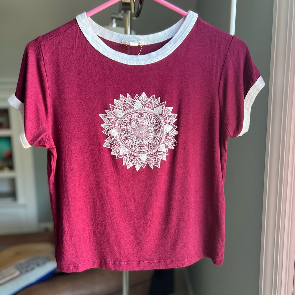 LA Hearts Crop Tee Mandela Maroon sz S